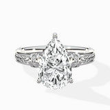 Detailed Band Hidden Halo Solitaire Ring Engagement Ring