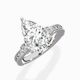 Detailed Band Hidden Halo Solitaire Ring Engagement Ring