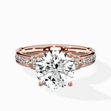 Detailed Band Hidden Halo Solitaire Ring Engagement Ring