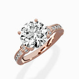 Detailed Band Hidden Halo Solitaire Ring Engagement Ring