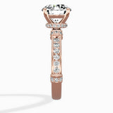 Detailed Band Hidden Halo Solitaire Ring Engagement Ring