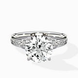 Detailed Band Hidden Halo Solitaire Ring Engagement Ring
