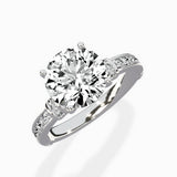 Detailed Band Hidden Halo Solitaire Ring Engagement Ring