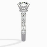 Detailed Band Hidden Halo Solitaire Ring Engagement Ring