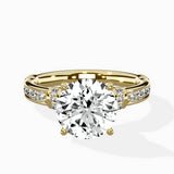 Detailed Band Hidden Halo Solitaire Ring Engagement Ring