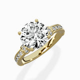 Detailed Band Hidden Halo Solitaire Ring Engagement Ring