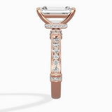 Detailed Band Hidden Halo Solitaire Ring Engagement Ring