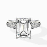 Detailed Band Hidden Halo Solitaire Ring Engagement Ring