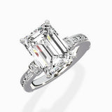 Detailed Band Hidden Halo Solitaire Ring Engagement Ring