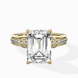 Detailed Band Hidden Halo Solitaire Ring Engagement Ring