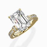 Detailed Band Hidden Halo Solitaire Ring Engagement Ring
