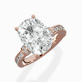 Detailed Band Hidden Halo Solitaire Ring Engagement Ring