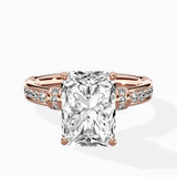 Detailed Band Hidden Halo Solitaire Ring Engagement Ring