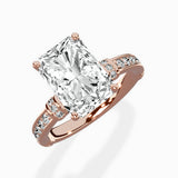 Detailed Band Hidden Halo Solitaire Ring Engagement Ring