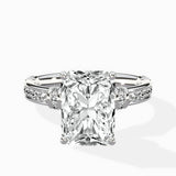 Detailed Band Hidden Halo Solitaire Ring Engagement Ring