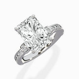Detailed Band Hidden Halo Solitaire Ring Engagement Ring