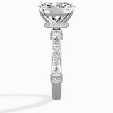 Detailed Band Hidden Halo Solitaire Ring Engagement Ring
