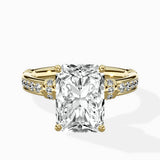 Detailed Band Hidden Halo Solitaire Ring Engagement Ring
