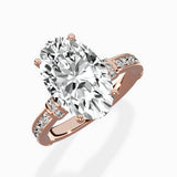 Detailed Band Hidden Halo Solitaire Ring Engagement Ring