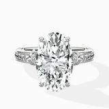 Detailed Band Hidden Halo Solitaire Ring Engagement Ring