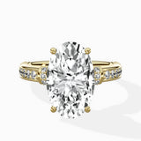 Detailed Band Hidden Halo Solitaire Ring Engagement Ring