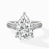 Detailed Band Hidden Halo Solitaire Ring Engagement Ring