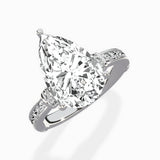 Detailed Band Hidden Halo Solitaire Ring Engagement Ring