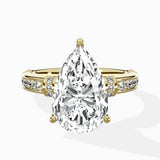 Detailed Band Hidden Halo Solitaire Ring Engagement Ring