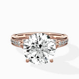 Detailed Band Hidden Halo Solitaire Ring Engagement Ring