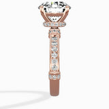 Detailed Band Hidden Halo Solitaire Ring Engagement Ring