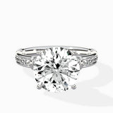 Detailed Band Hidden Halo Solitaire Ring Engagement Ring