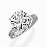Detailed Band Hidden Halo Solitaire Ring Engagement Ring