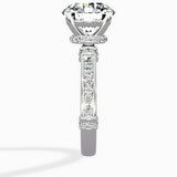 Detailed Band Hidden Halo Solitaire Ring Engagement Ring