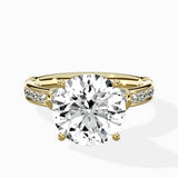 Detailed Band Hidden Halo Solitaire Ring Engagement Ring