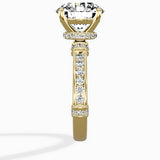 Detailed Band Hidden Halo Solitaire Ring Engagement Ring