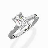 Modern Slim Hidden Halo Solitaire Ring Engagement Ring