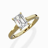 Modern Slim Hidden Halo Solitaire Ring Engagement Ring