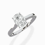 Modern Slim Hidden Halo Solitaire Ring Engagement Ring