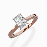 Modern Slim Hidden Halo Solitaire Ring Engagement Ring