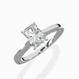 Modern Slim Hidden Halo Solitaire Ring Engagement Ring