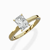 Modern Slim Hidden Halo Solitaire Ring Engagement Ring