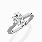 Modern Slim Hidden Halo Solitaire Ring Engagement Ring
