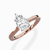 Modern Slim Hidden Halo Solitaire Ring Engagement Ring