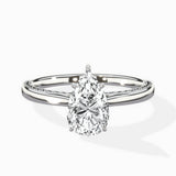 Modern Slim Hidden Halo Solitaire Ring Engagement Ring