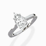 Modern Slim Hidden Halo Solitaire Ring Engagement Ring
