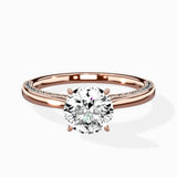 Modern Slim Hidden Halo Solitaire Ring Engagement Ring