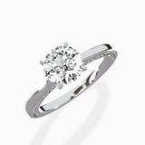 Modern Slim Hidden Halo Solitaire Ring Engagement Ring