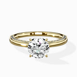 Modern Slim Hidden Halo Solitaire Ring Engagement Ring