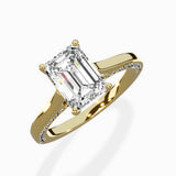 Modern Slim Hidden Halo Solitaire Ring Engagement Ring