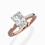 Modern Slim Hidden Halo Solitaire Ring Engagement Ring